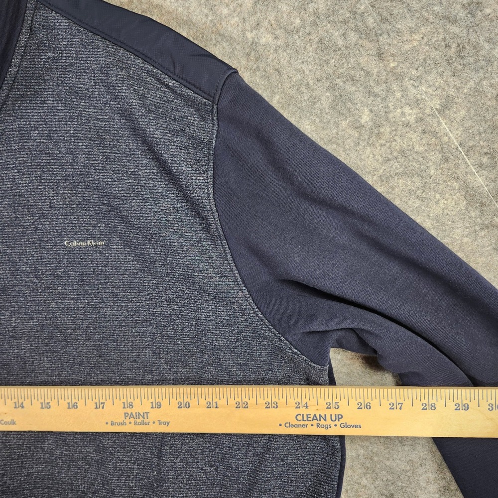 Calvin Klein Mens XXL Full Zip Sweatshirt Blue Marled Mixed Media Fleece Jacket‎ - Picture 3 of 13